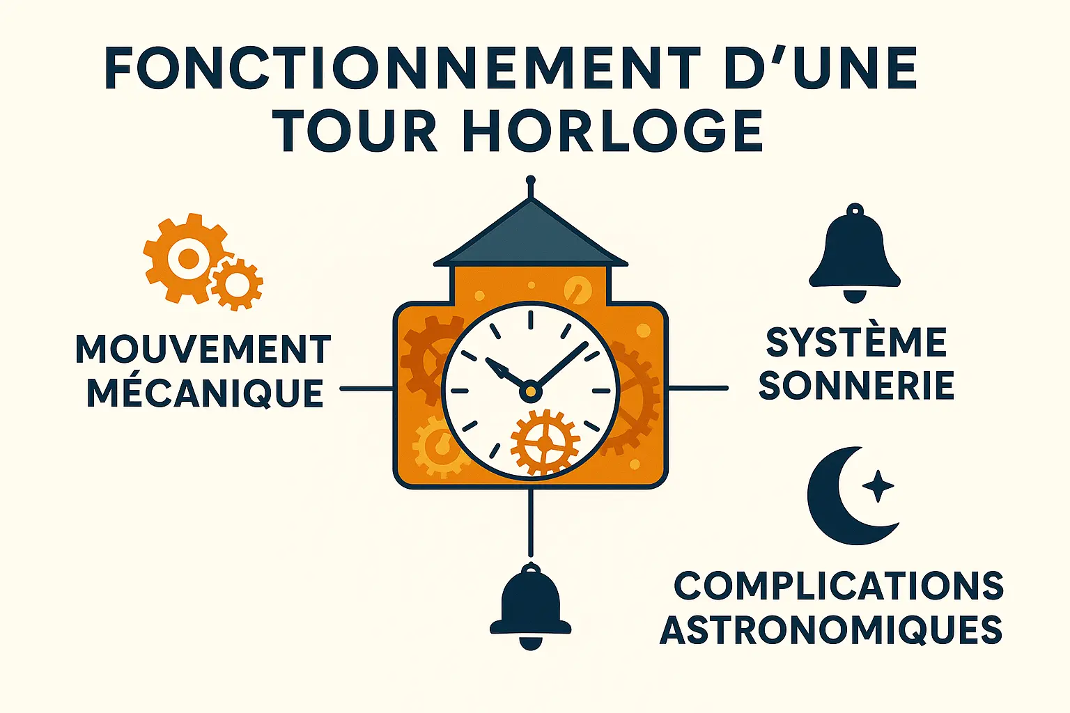 Fonctionnement d'une tour horloge - Mécanismes clés