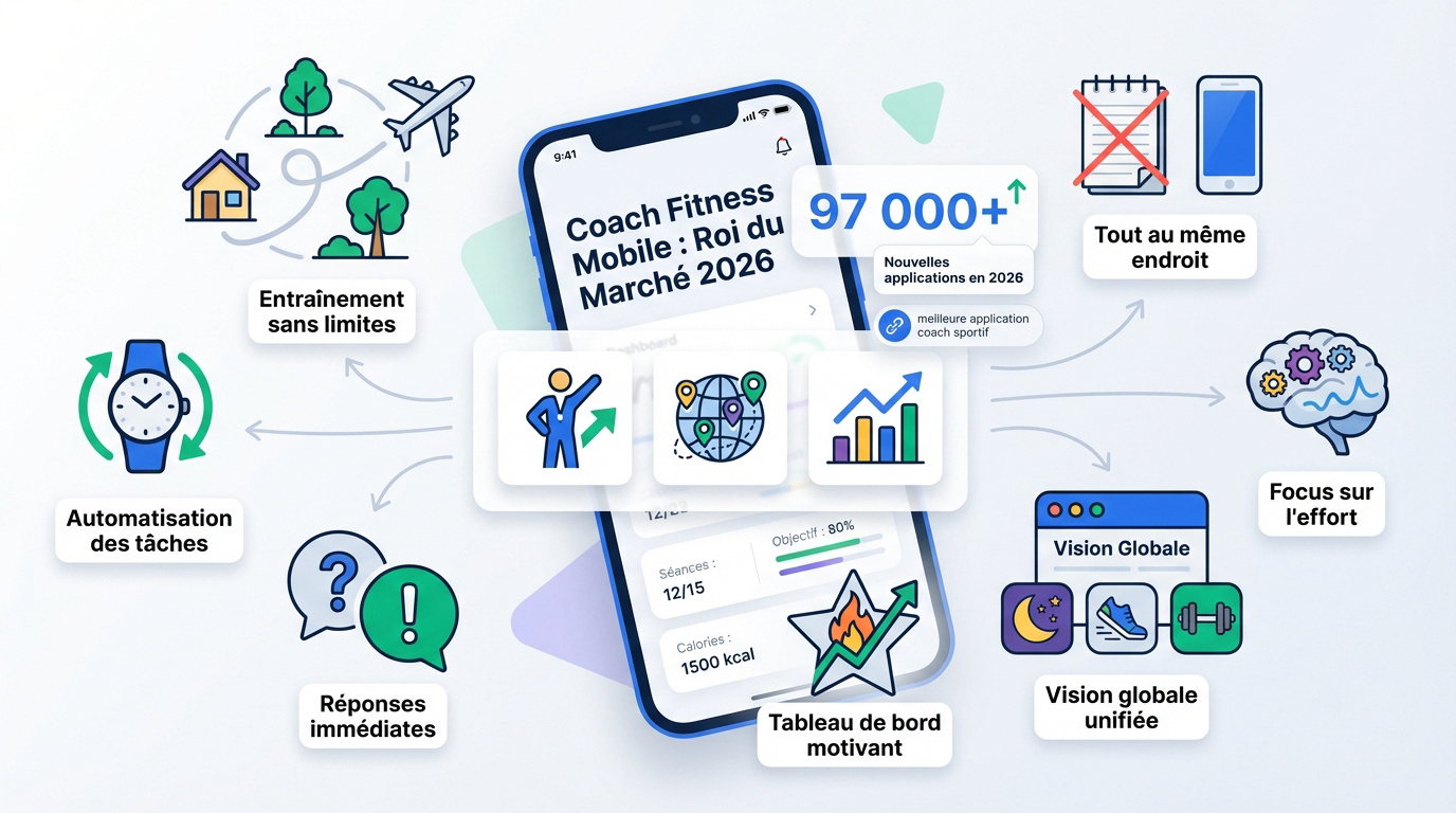 Un coach sportif utilisant une application mobile pour suivre ses élèves en extérieur