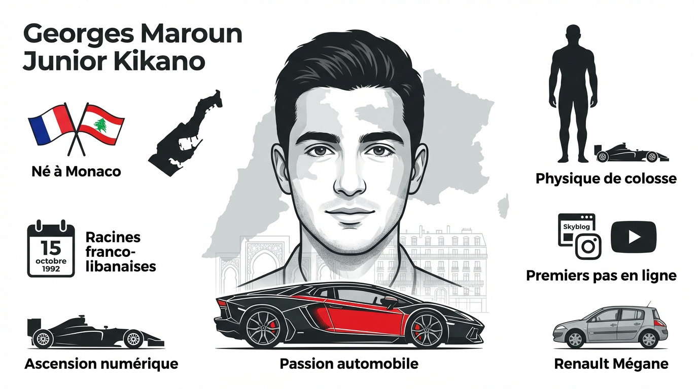 Portrait infographique de Georges Maroun Junior Kikano dit GMK à Monaco