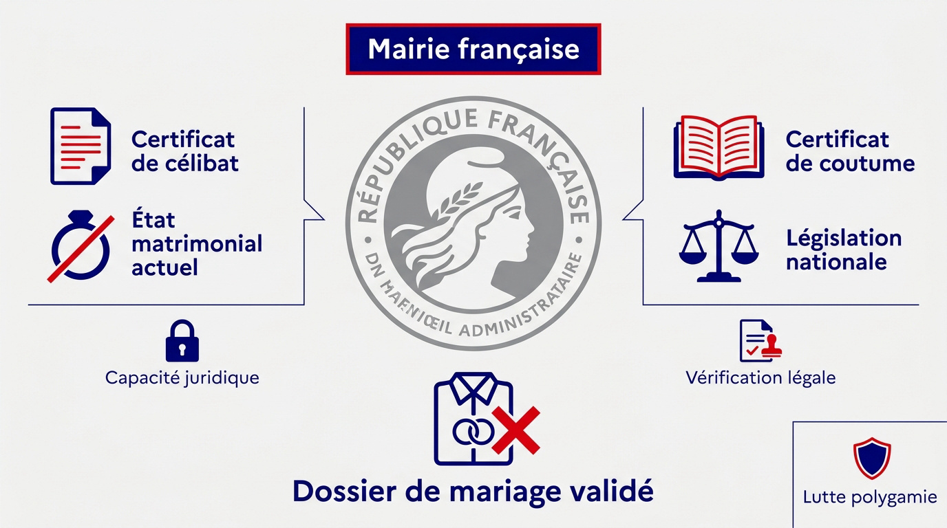 Dossier de mariage en mairie avec certificat de célibat