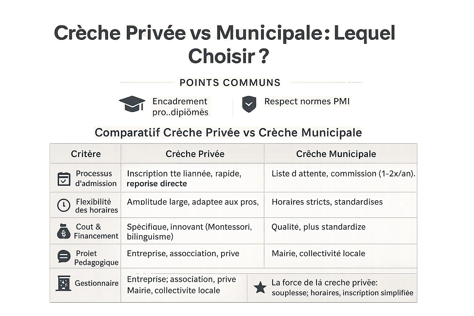 Comparatif crèche privée vs municipale