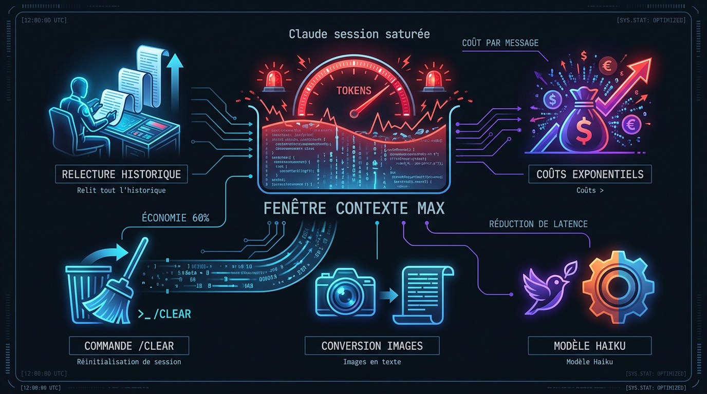 Graphique montrant l'évolution de la consommation des tokens et de la latence sur Claude AI