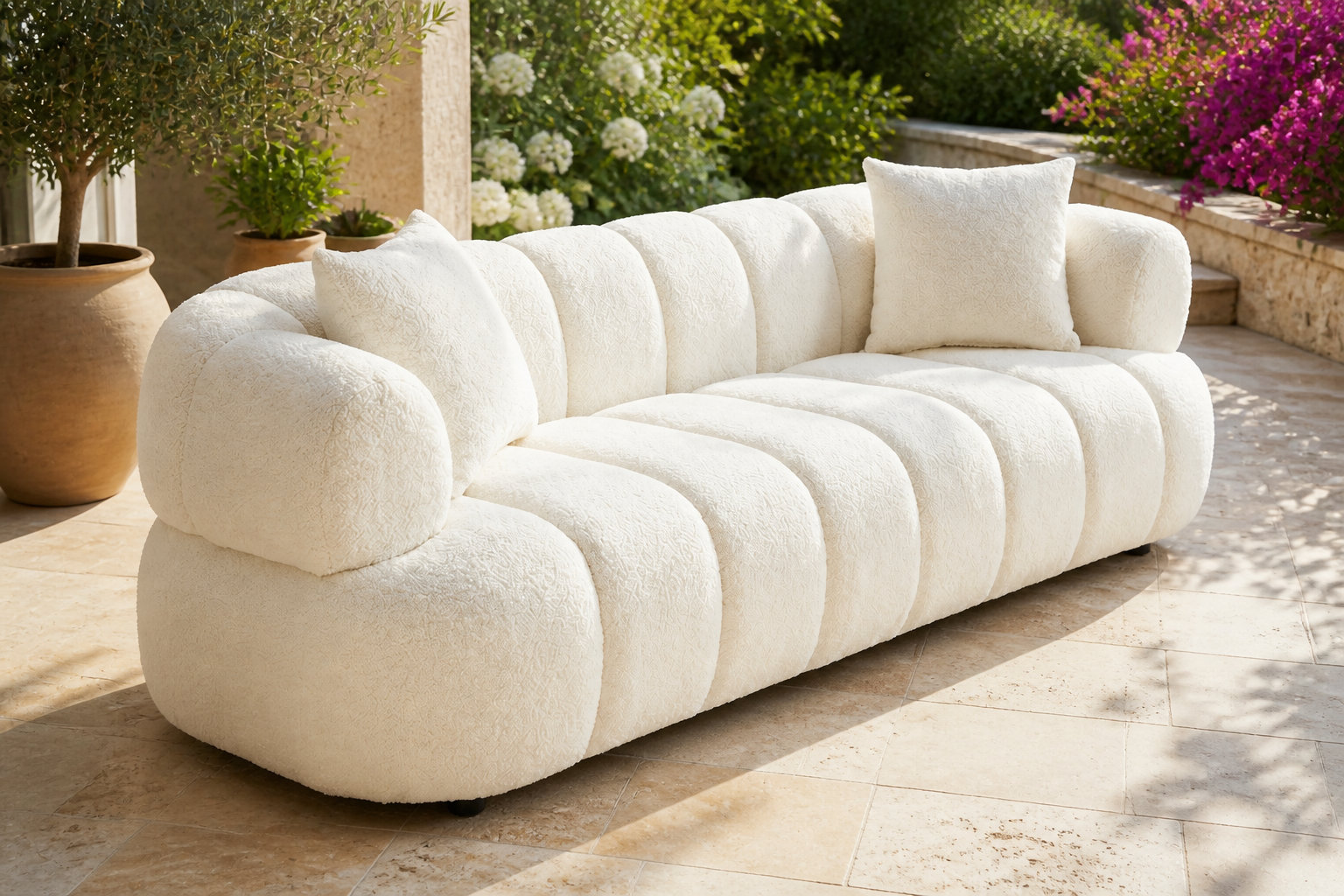 L'effet matelassé unique du modèle COLIANI blanc cassé