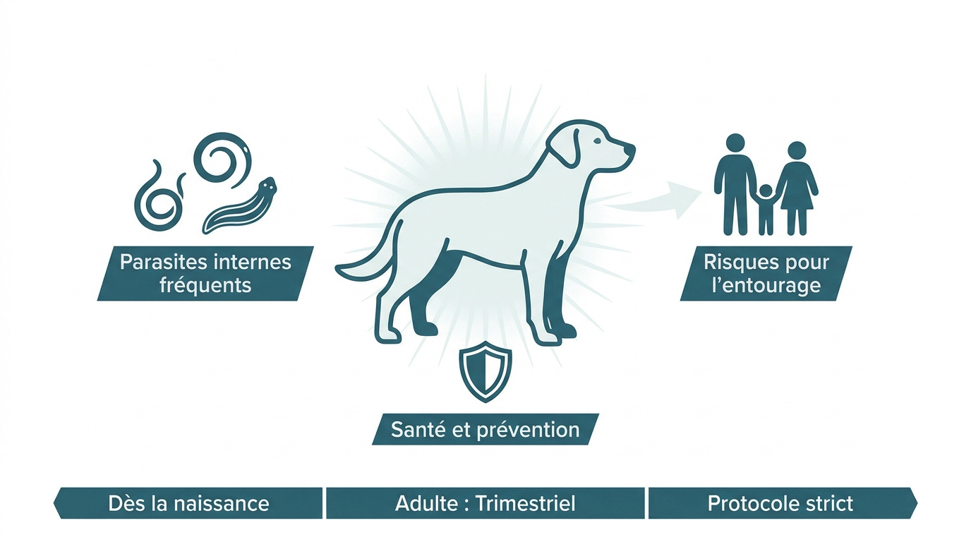 Chien en bonne santé recevant ses soins vétérinaires préventifs contre les parasites