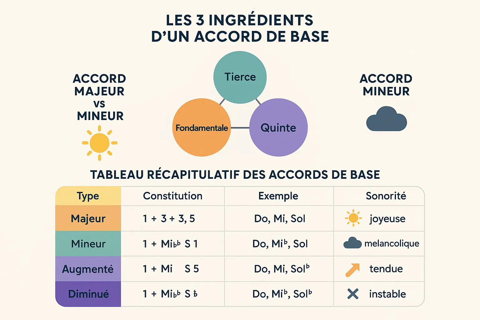 Infographie sur la construction des accords de base