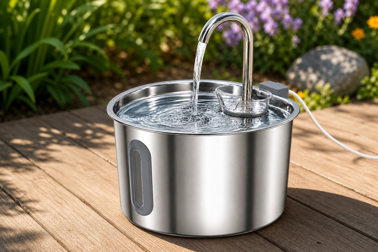 Fontaine à eau chat inox 2.2L pour un flux constant