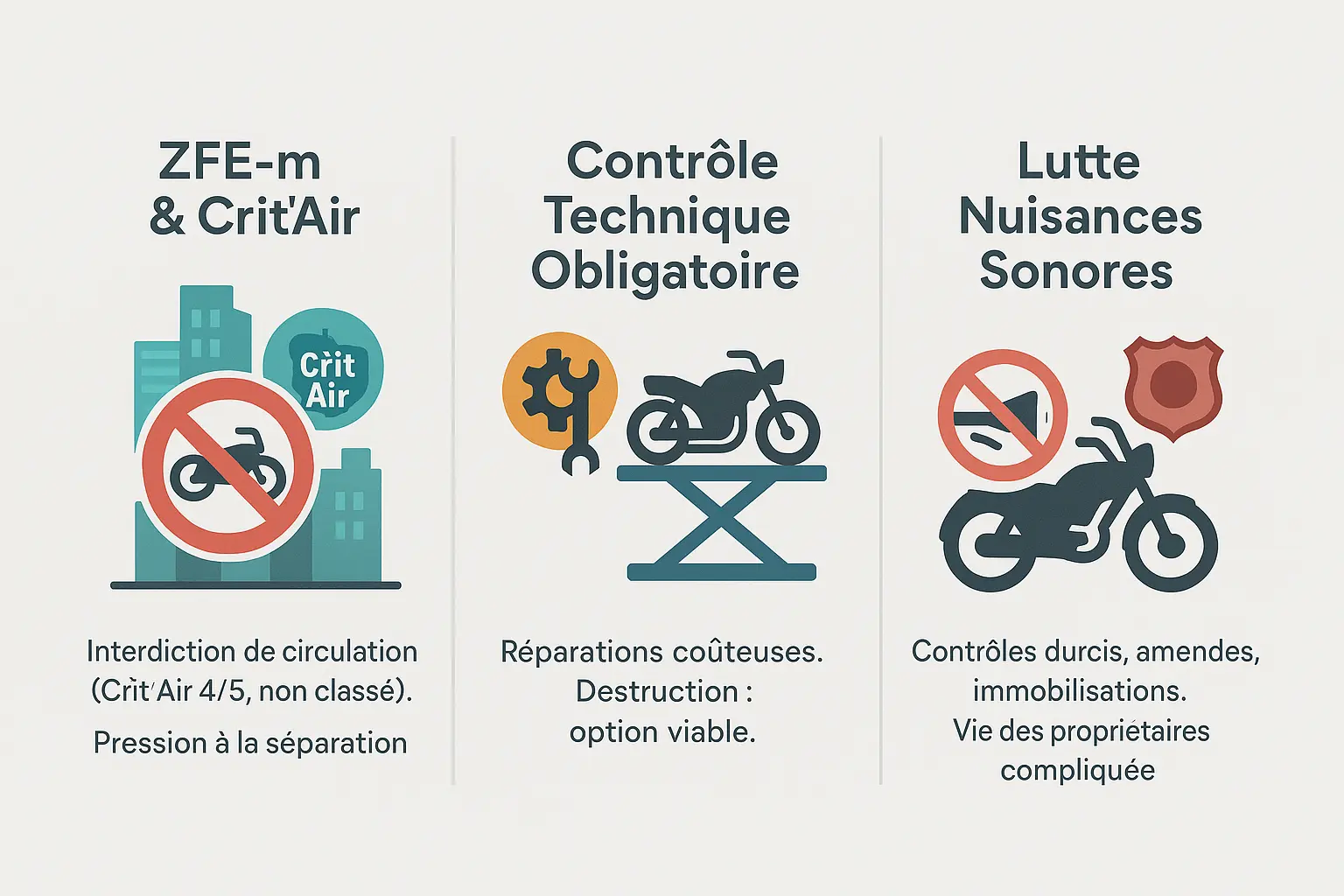 Moto ancienne dans une zone à faibles émissions