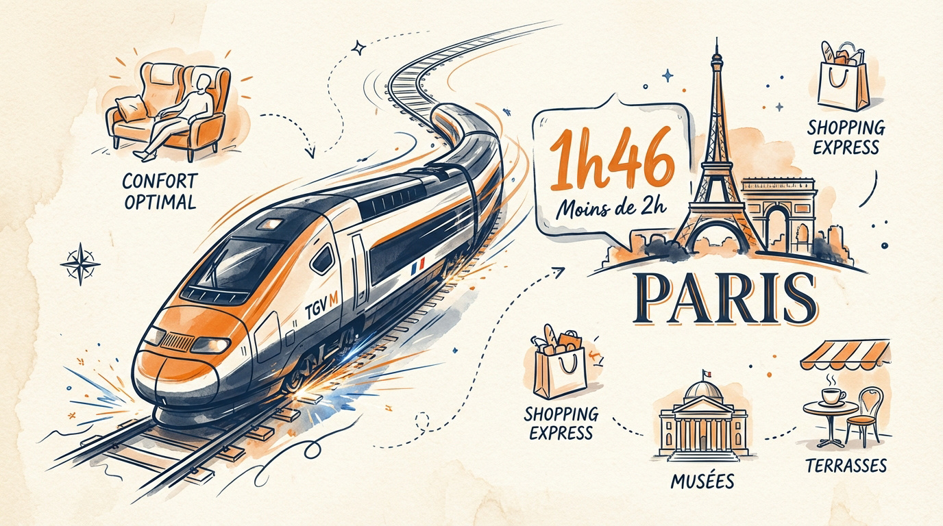 TGV M filant vers Paris Gare de l'Est en moins de deux heures
