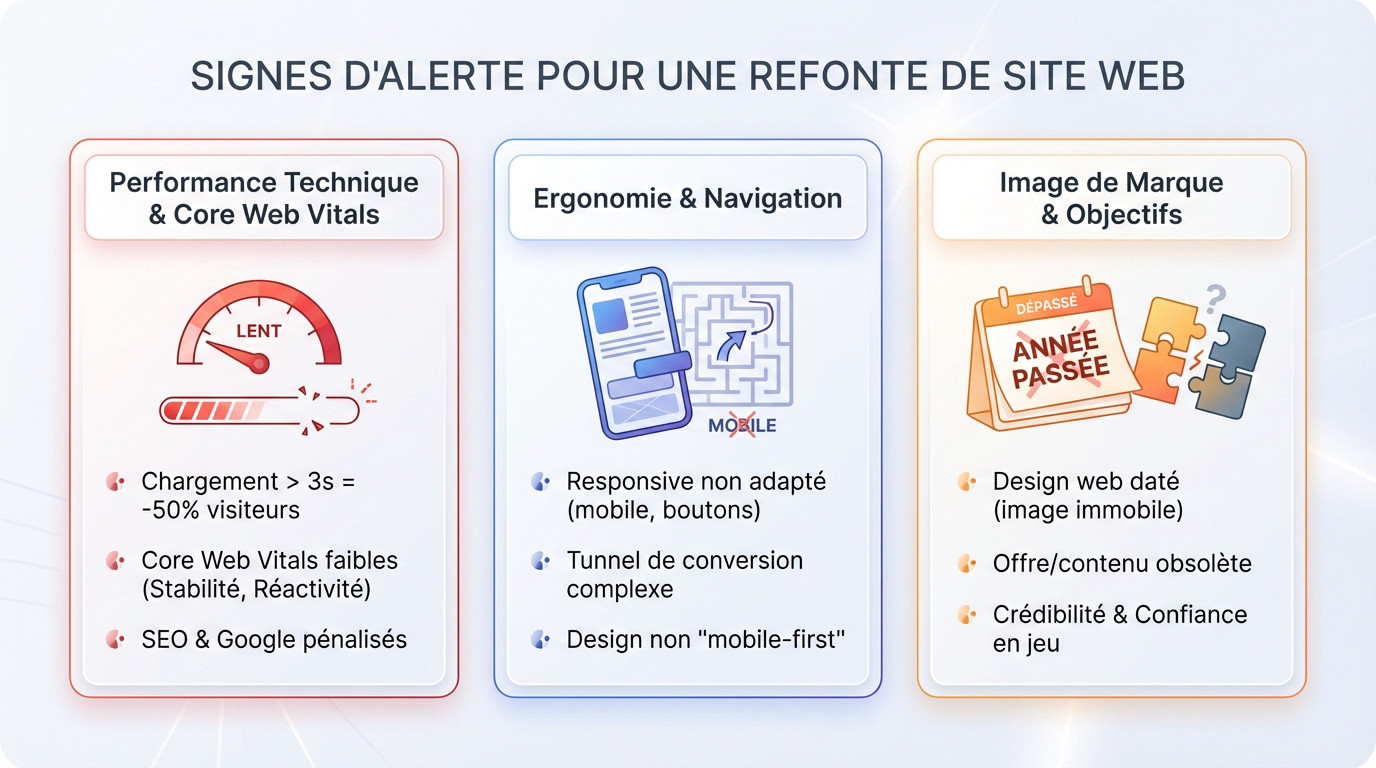 Indicateurs de performance technique et signaux d'alerte pour la refonte d'un site internet