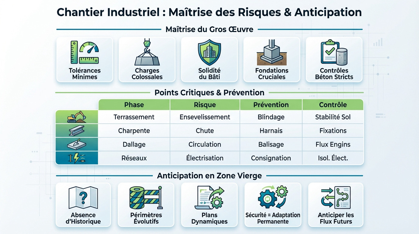 Chantier industriel travaux neufs : maîtrise des risques et anticipation
