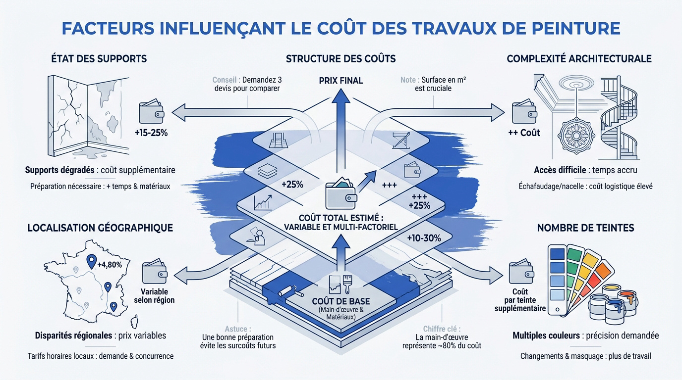 Facteurs influençant le prix au m2 pour repeindre un intérieur en 2026