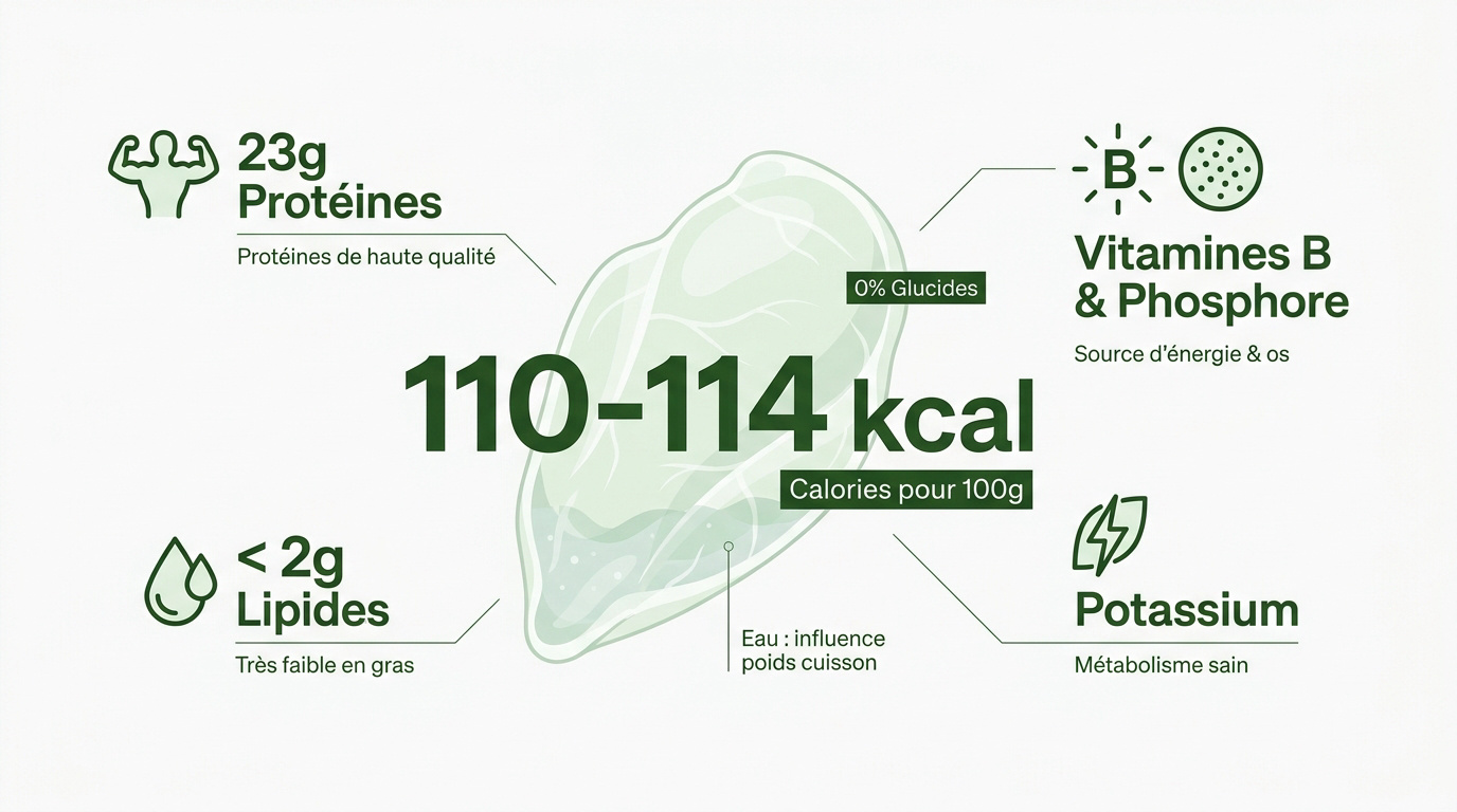 Escalope de poulet crue et ses valeurs nutritionnelles détaillées