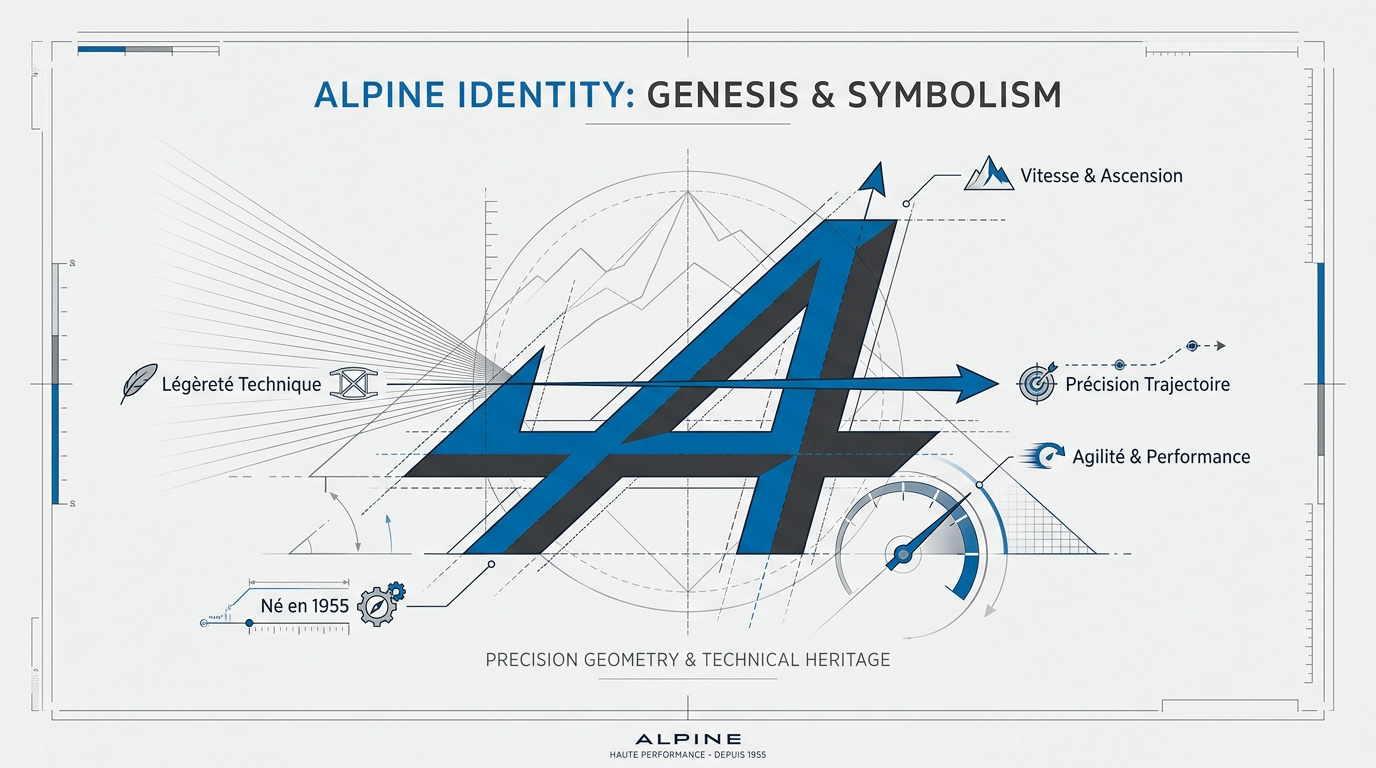 Évolution historique du logo Alpine et du sigle A fléché