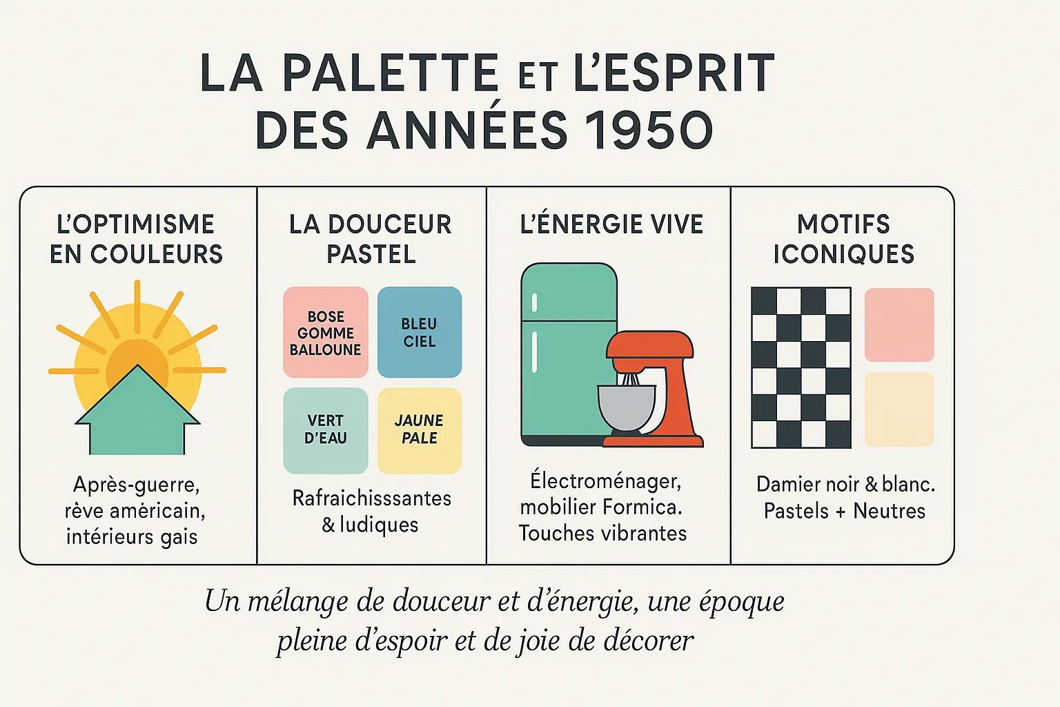 Palette des couleurs des années 50
