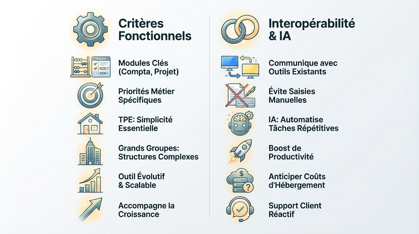 Critères de sélection d'un logiciel de gestion d'entreprise et tableau de bord analytique