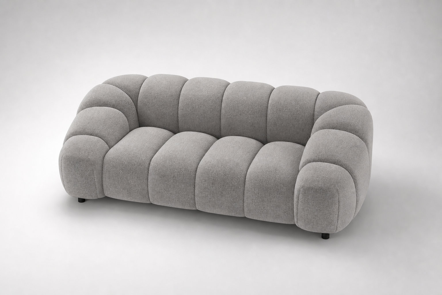 Canapé nuage 3 places AVA en velours gris clair : la neutralité lumineuse
