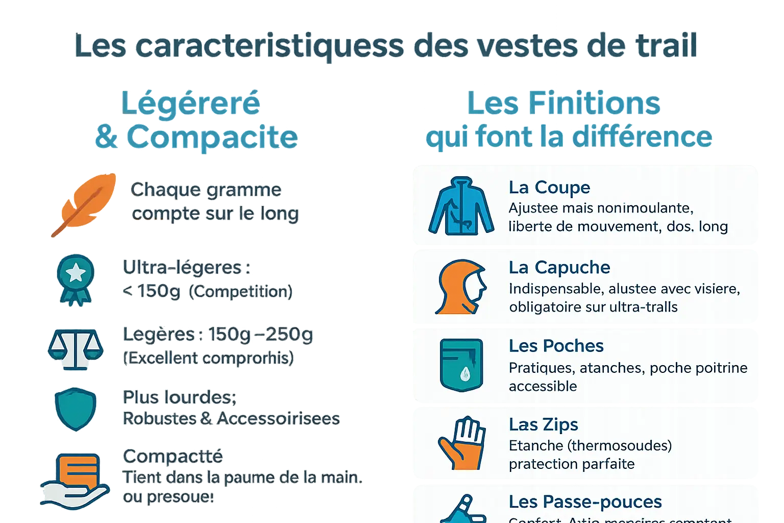 Caractéristiques des vestes de trail