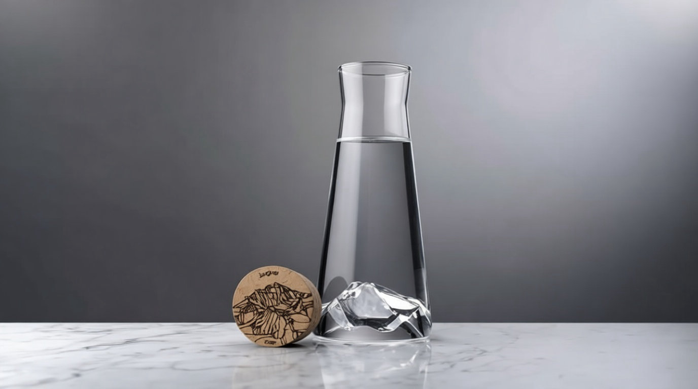 Superbe carafe à eau design aux finitions élégantes posée sur du marbre