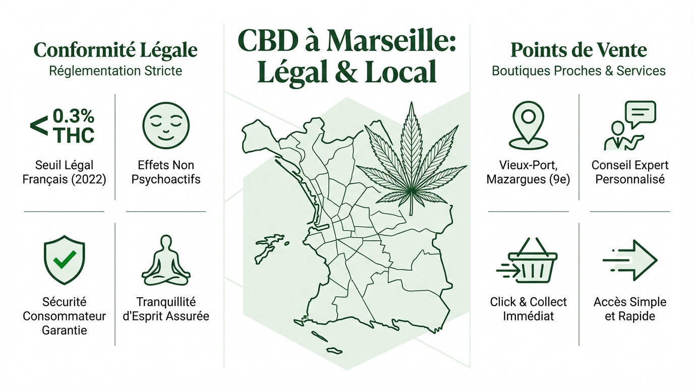 Infographie sur la légalité et les boutiques de CBD à Marseille
