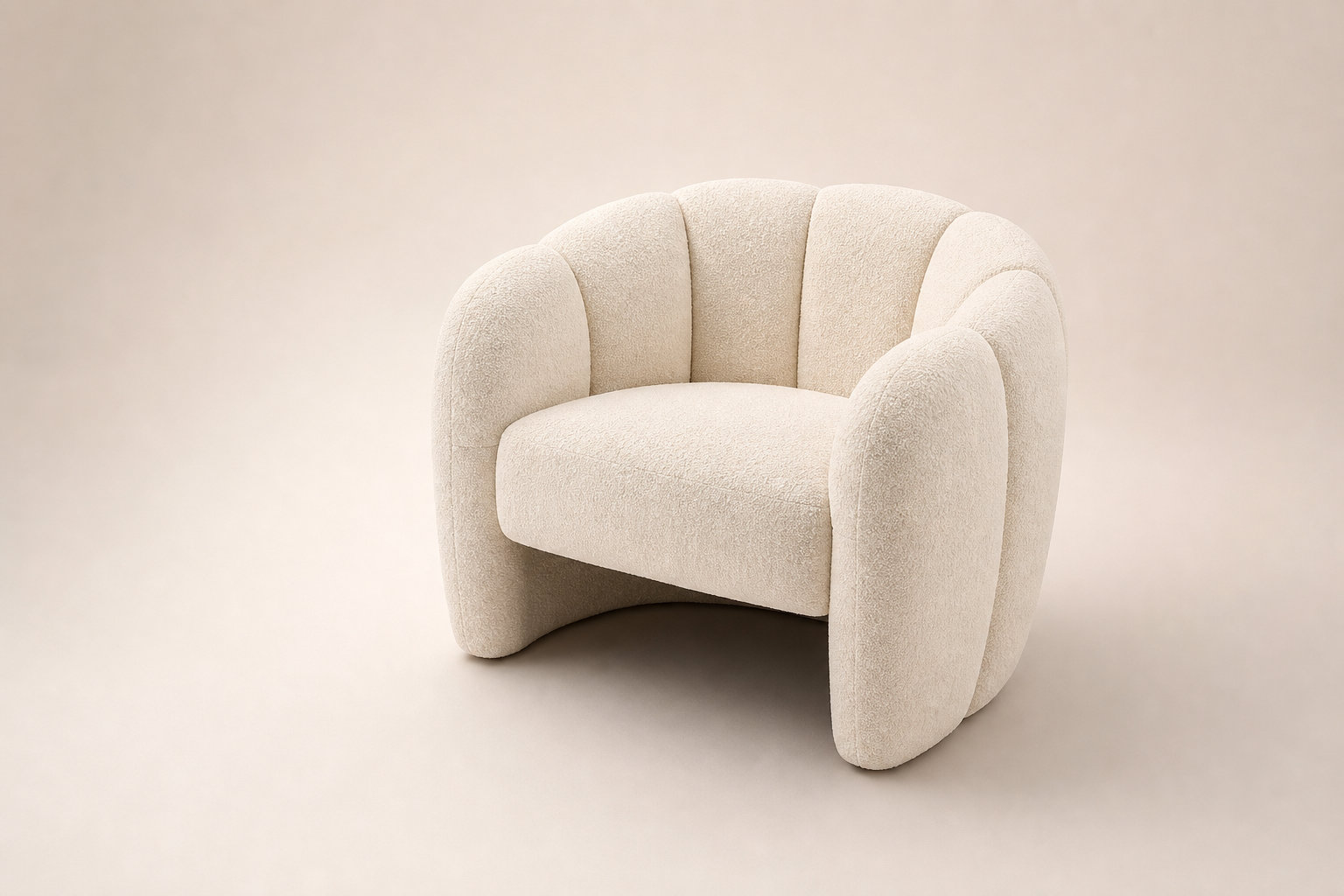 Fauteuil coquillage DELIPO en chenille beige
