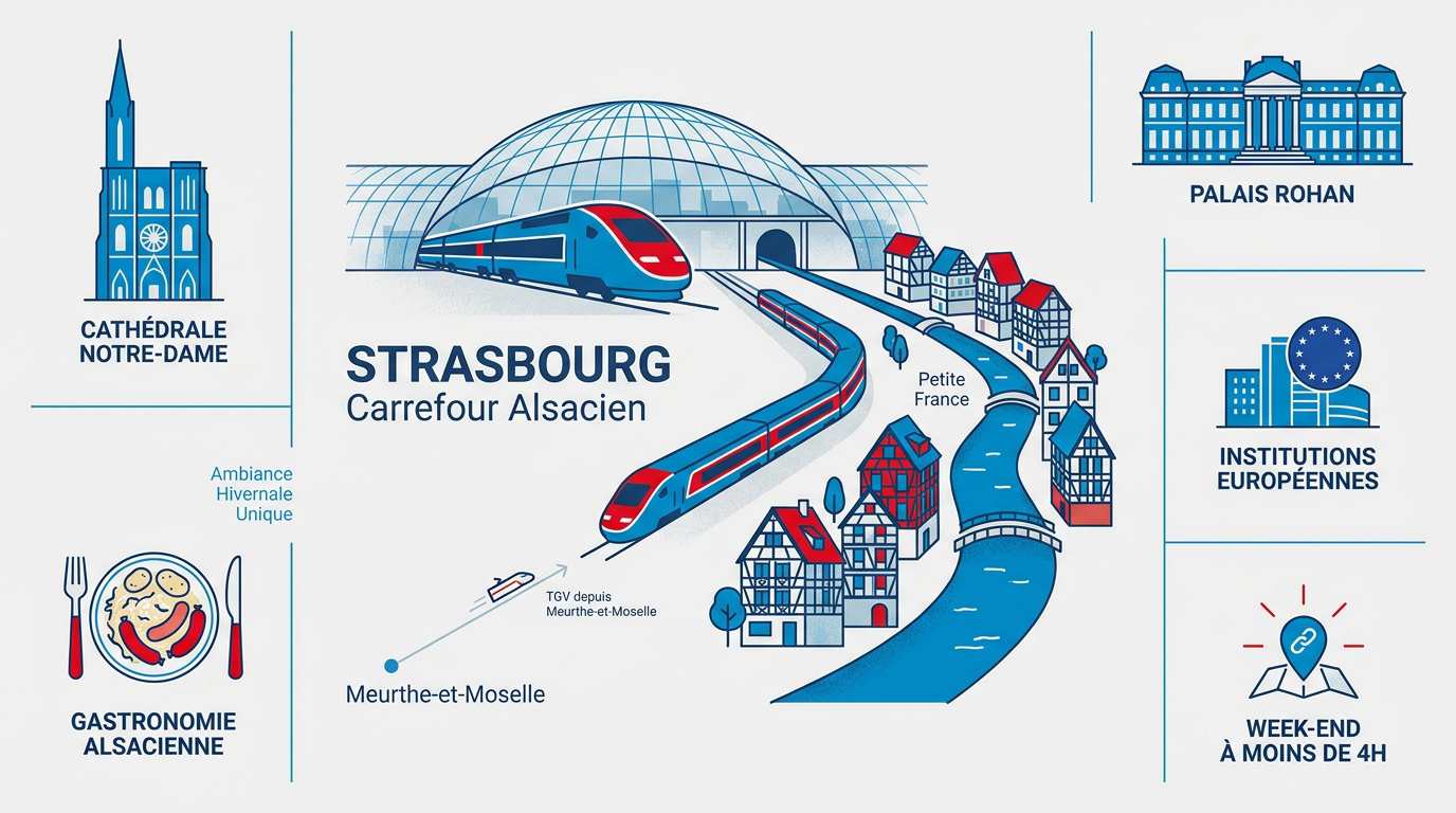 Maisons à colombages et canaux dans le quartier de la Petite France à Strasbourg