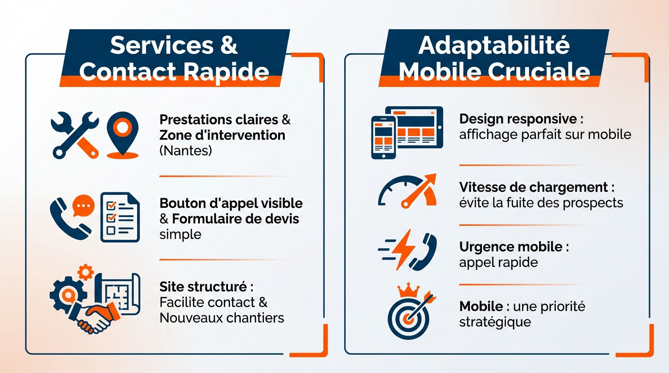 Infographie sur les éléments clés d'un site web d'artisan performant