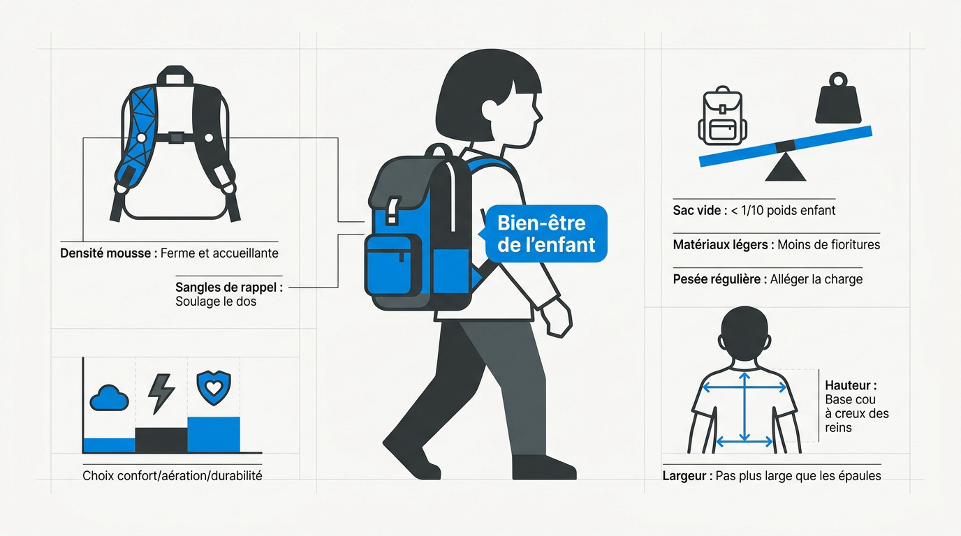 Sac à dos scolaire : comment choisir le bon modèle Enfant portant un sac à dos scolaire ergonomique et bien ajusté
