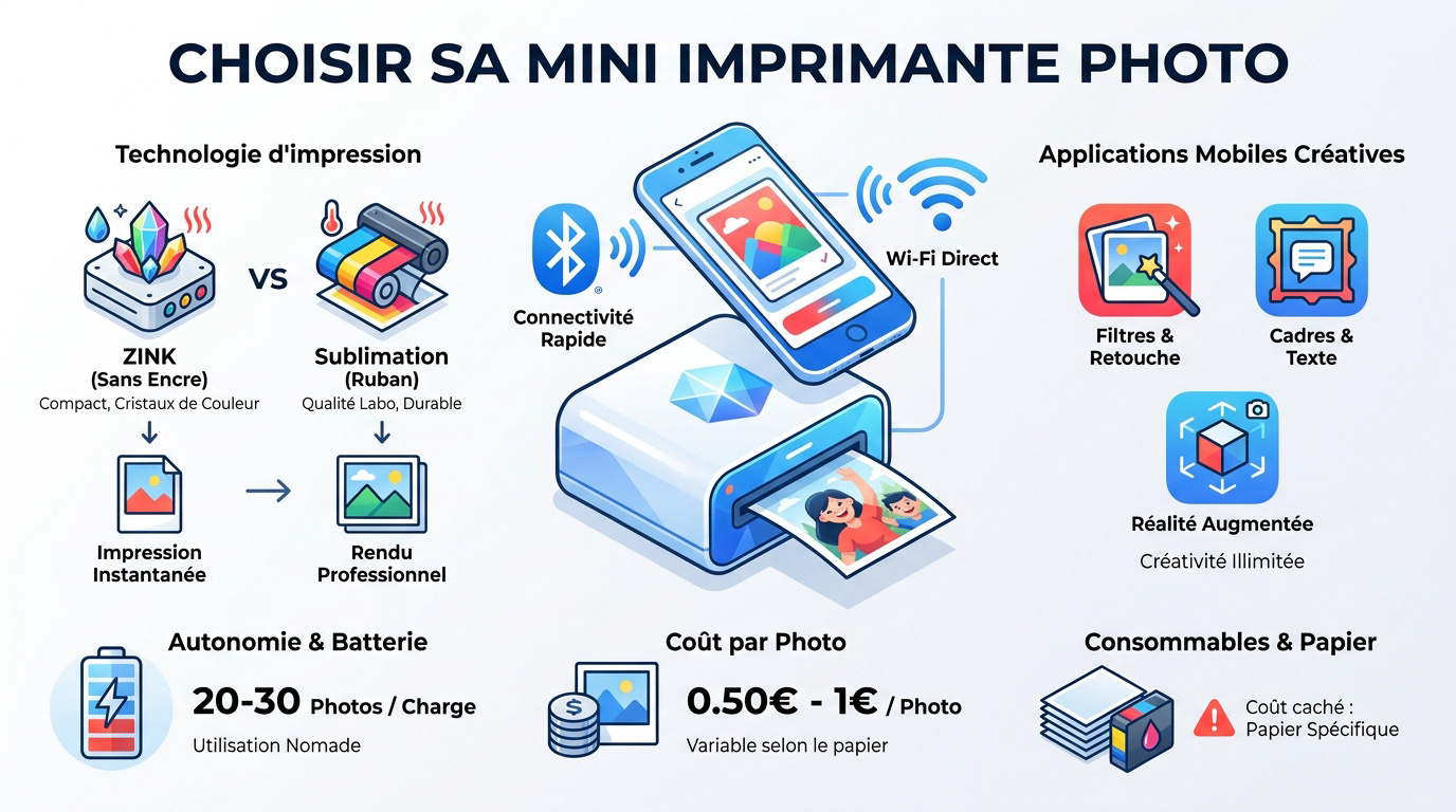 Comparatif des différentes technologies de mini imprimantes photo pour smartphone