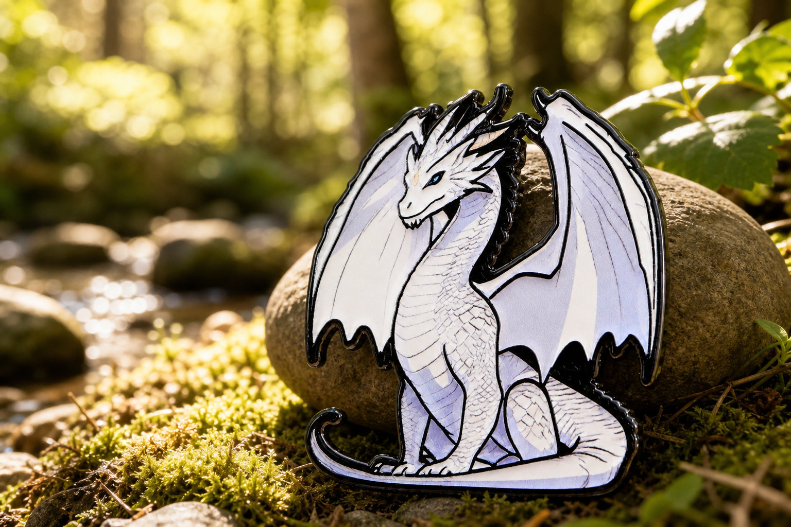 White Winged Dragon Pin for Striking Silhouette Displays
