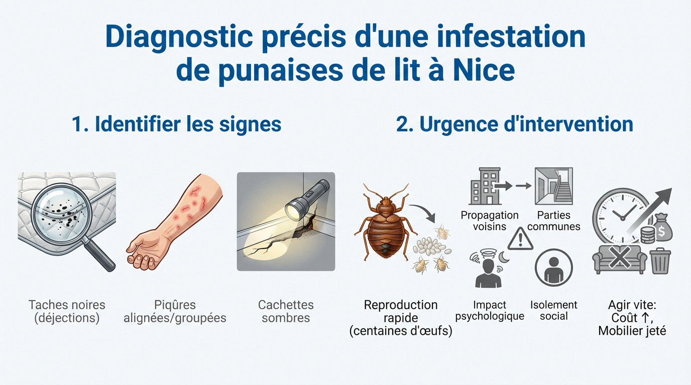 Détection de traces de punaises de lit sur la literie d'un appartement niçois