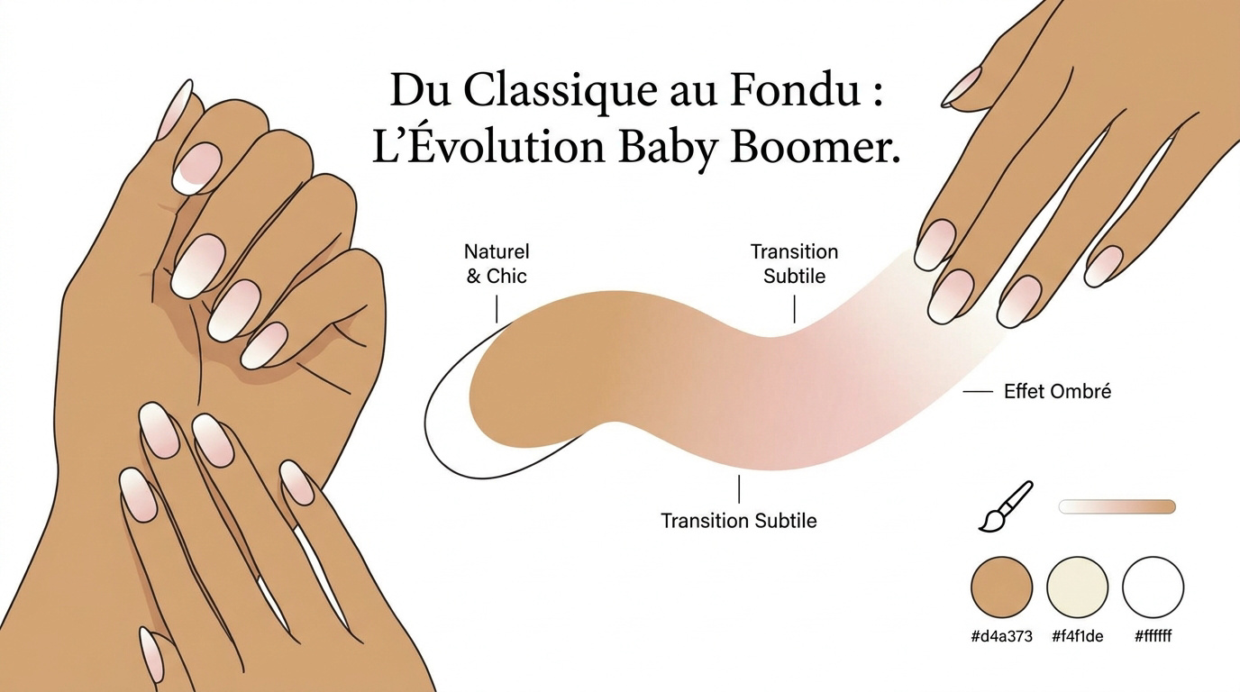 Manucure baby boomer avec dégradé progressif élégant