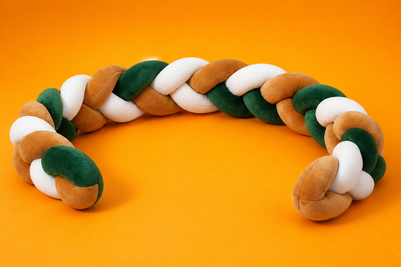 Tour de lit tresse blanc, marron et vert