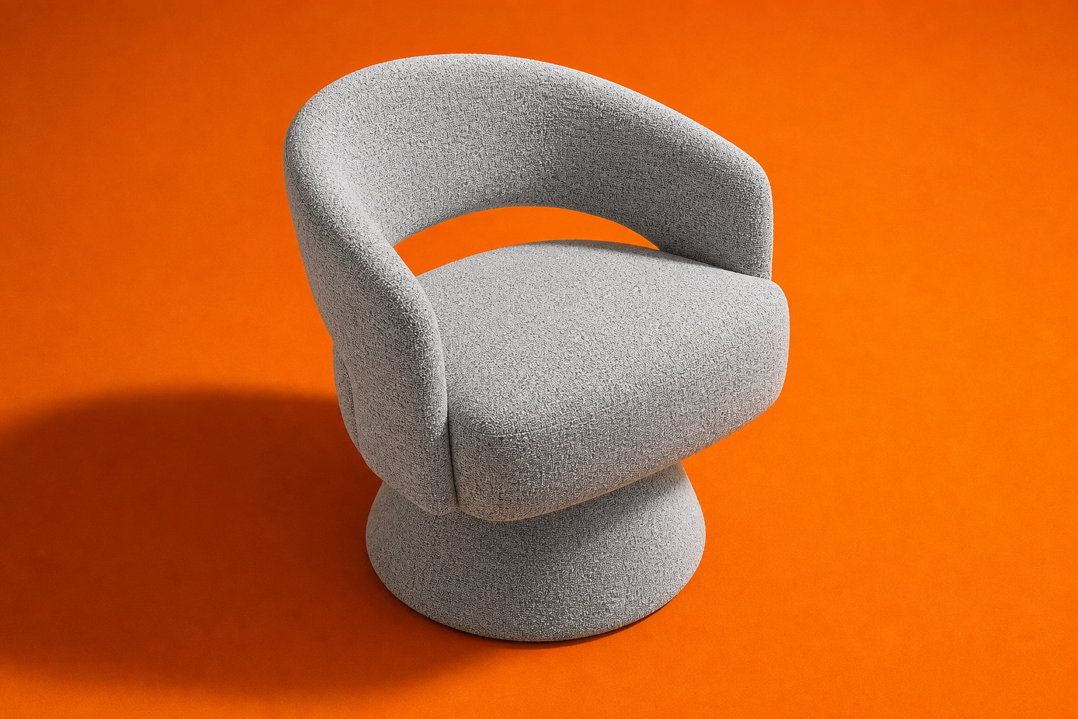 Fauteuil arrondi pivotant en tissu chenille gris - FEDOTE