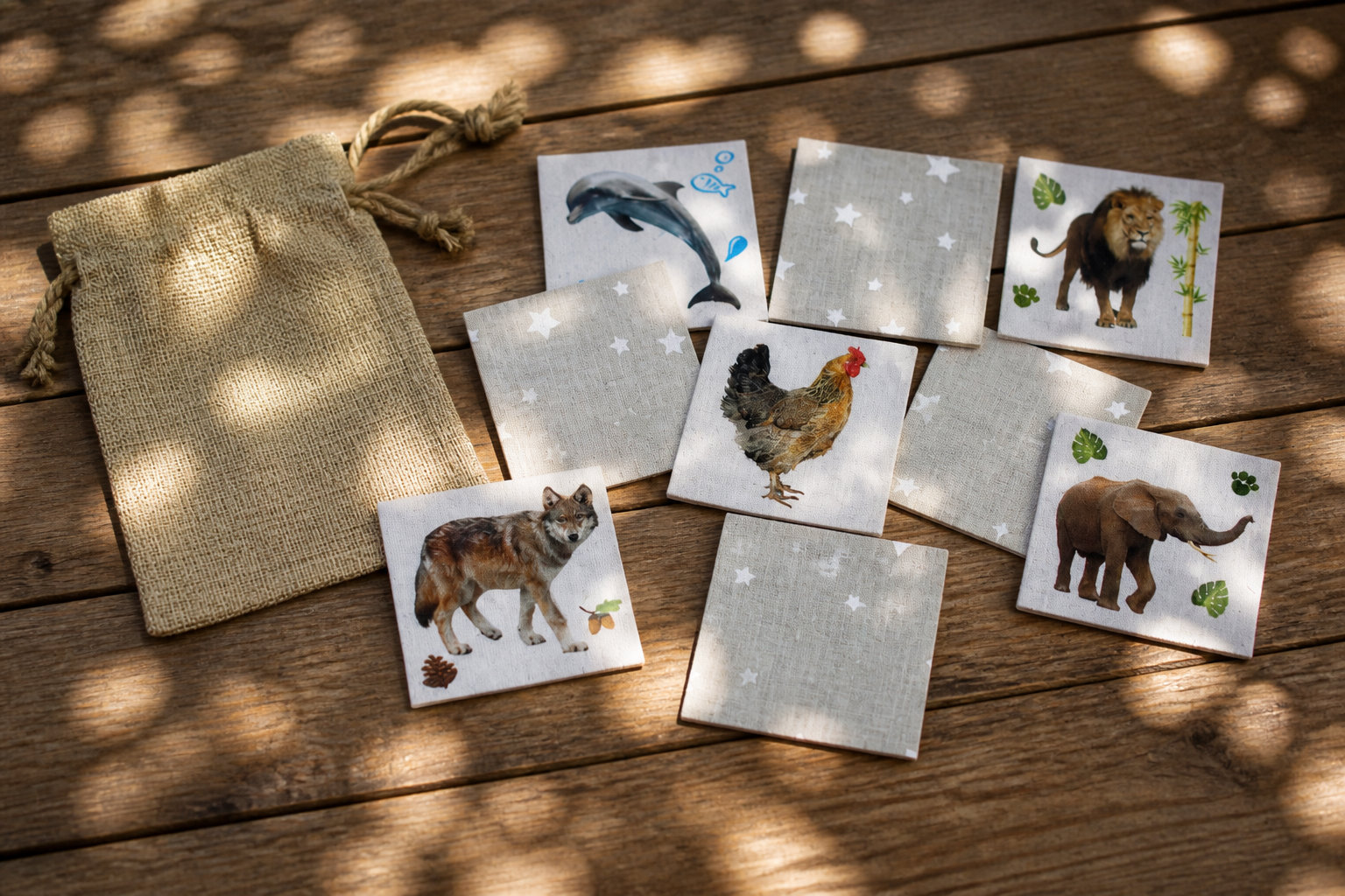 Jeu memory tissu éducatif les animaux : la force des images réelles