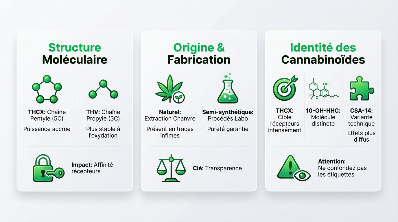 Infographie comparative des molécules THCX et THV N10