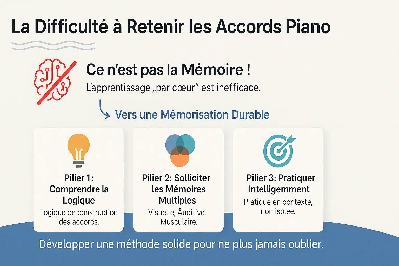 Schéma de mémorisation des accords piano avec mémoire visuelle, auditive et musculaire