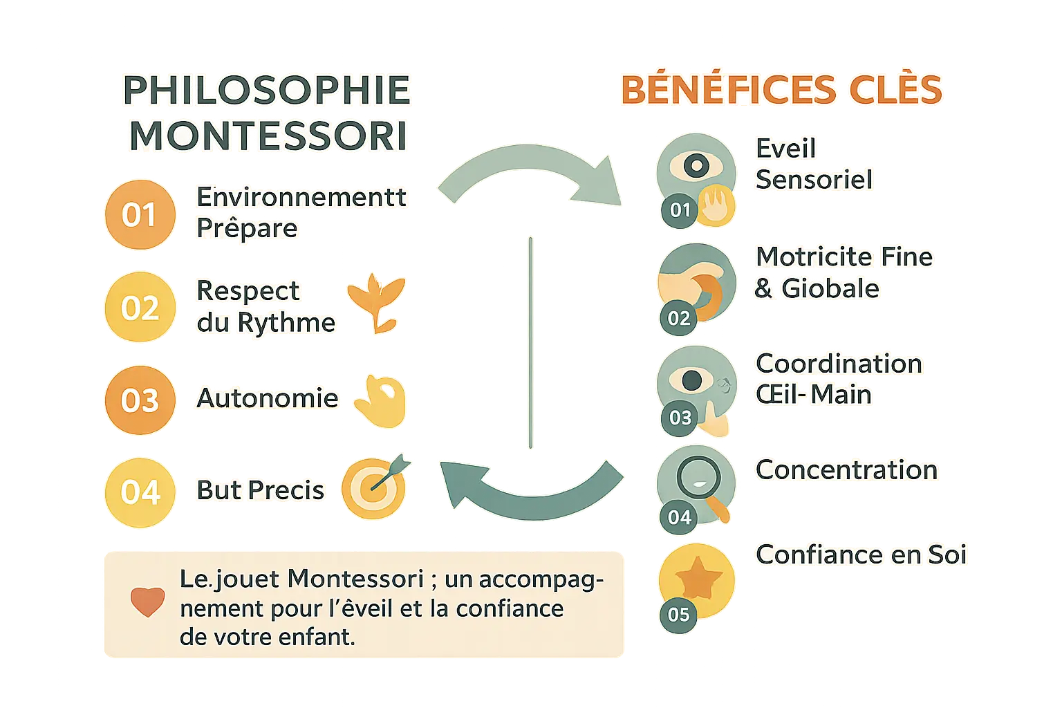 Illustration de la philosophie Montessori et ses bénéfices