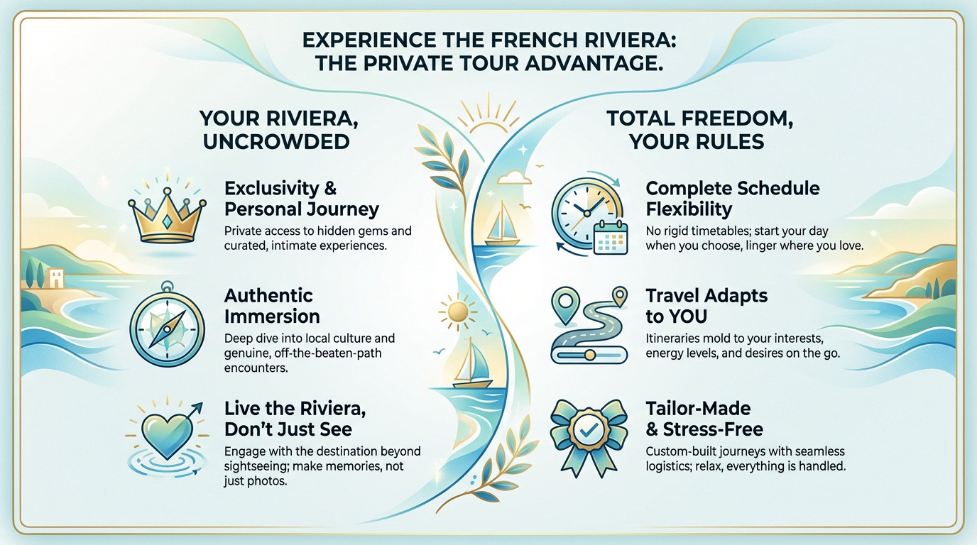 Couple enjoying a private tour on the French Riviera with a scenic coastal view