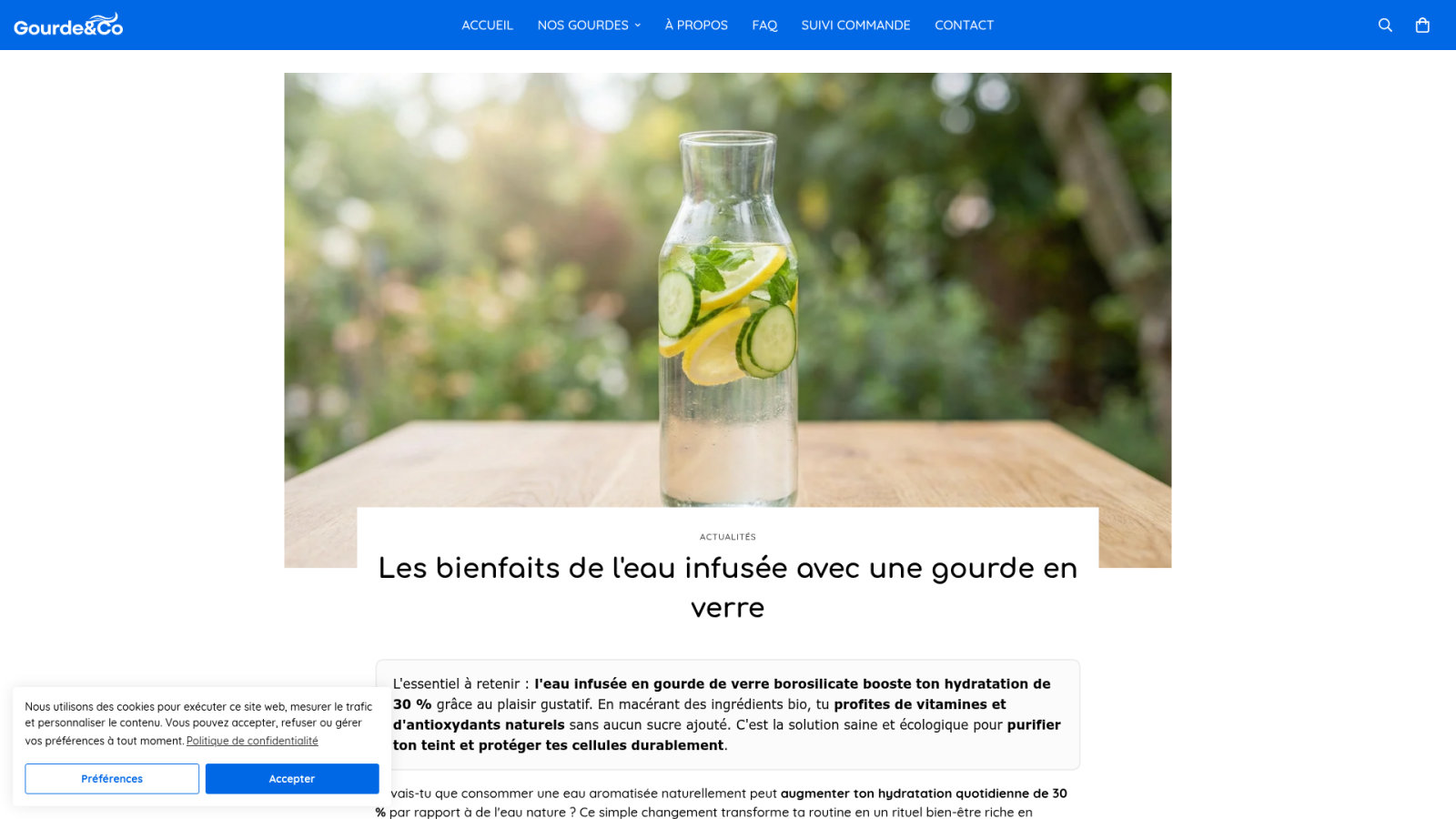 Gourde en verre avec infuseur Infusea pour une infusion parfaite
