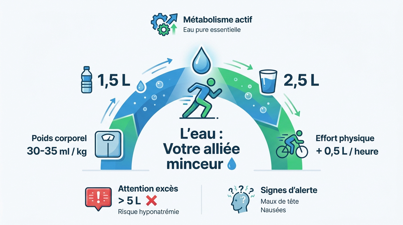 Verre d'eau fraîche avec des tranches de citron pour illustrer l'hydratation minceur