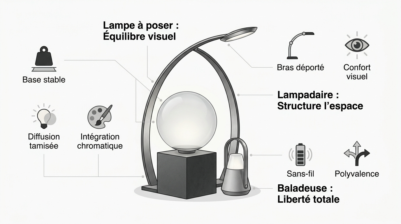 Sélection de luminaires design pour un salon moderne et chaleureux