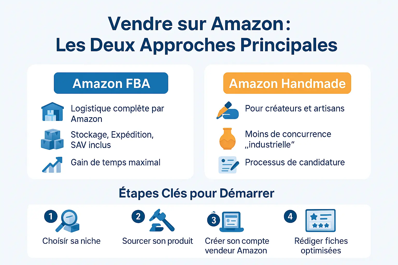 Illustration des deux approches de vente sur Amazon