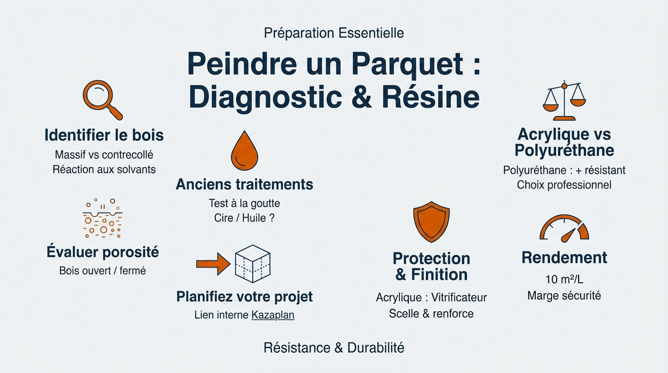 Diagnostic technique d'un parquet en bois avant application d'une résine de sol