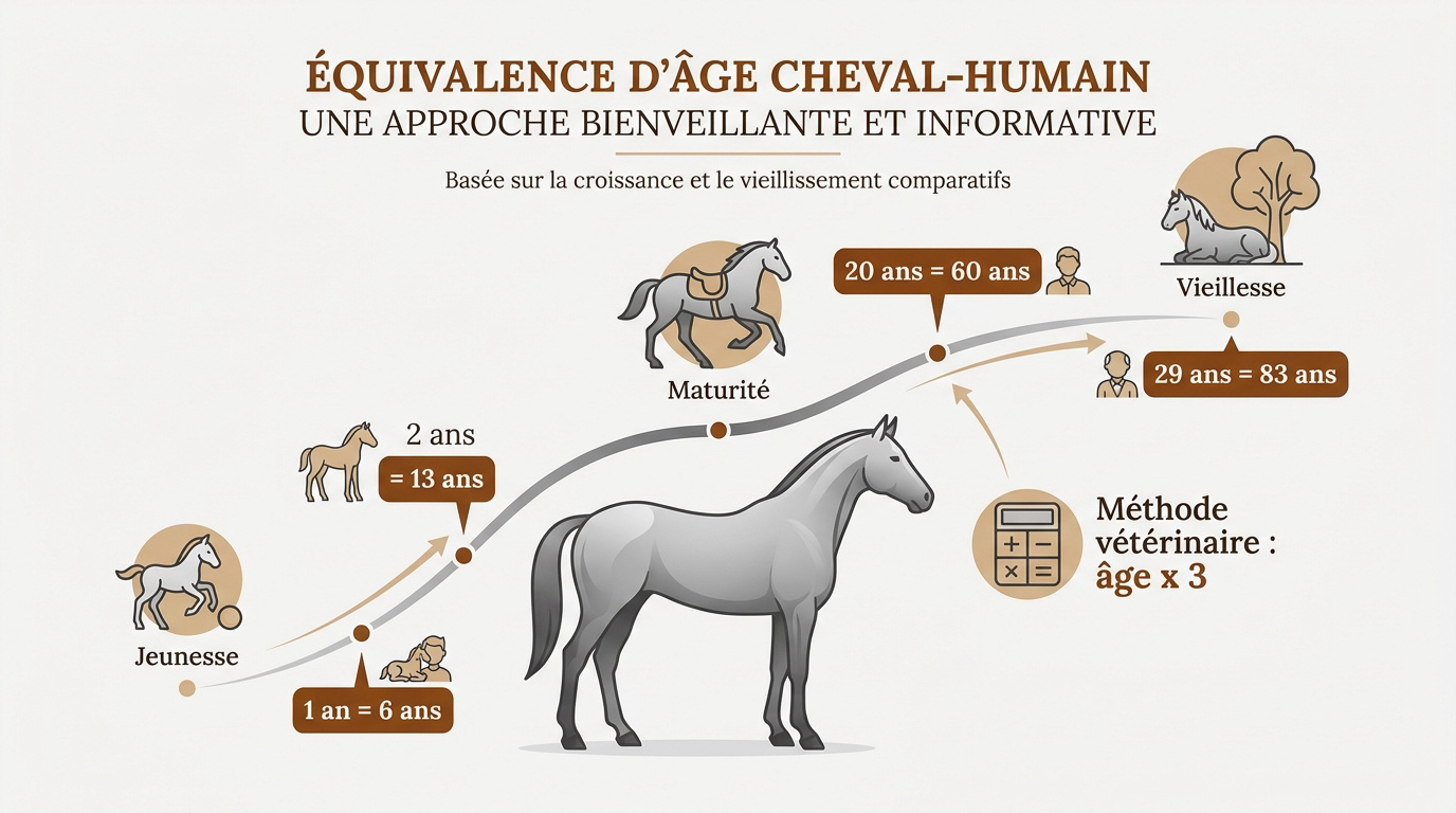 Tableau de correspondance entre l'âge du cheval et l'âge humain