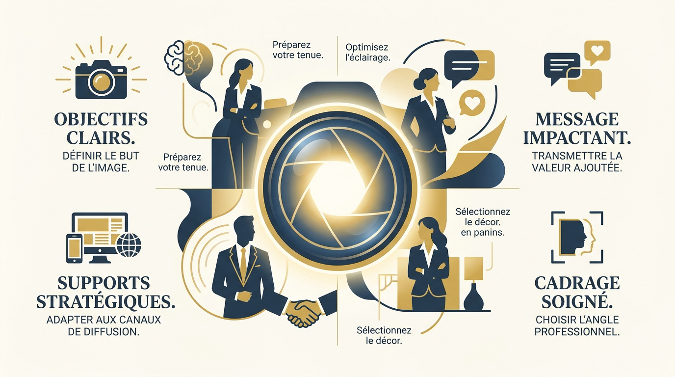 Préparation d'une séance photo portrait en entreprise avec matériel professionnel
