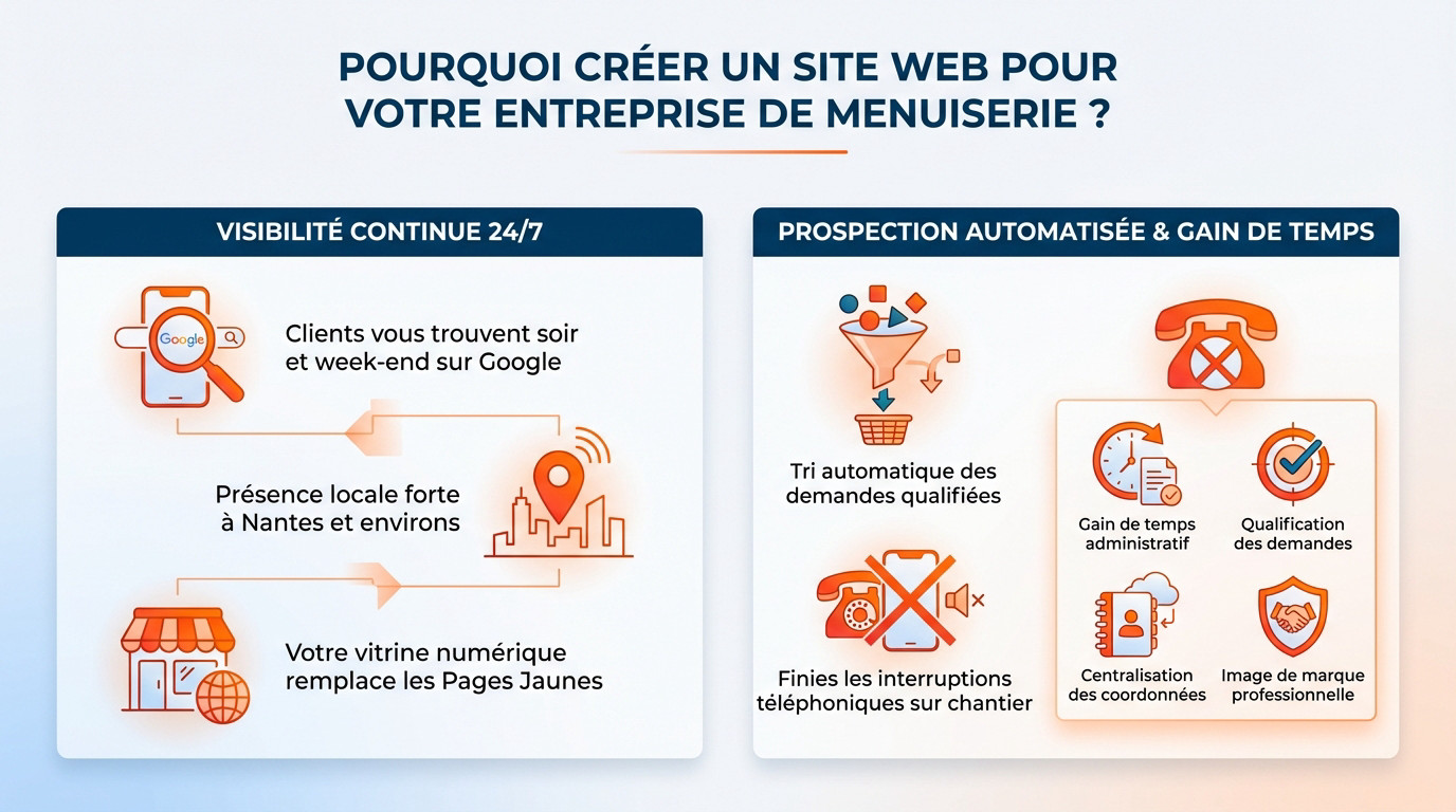 Création site internet charpentier Nantes visibilité chantier
