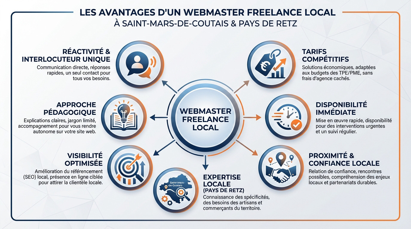 Comparaison avantages webmaster freelance local versus agence web à Saint-Mars-de-Coutais
