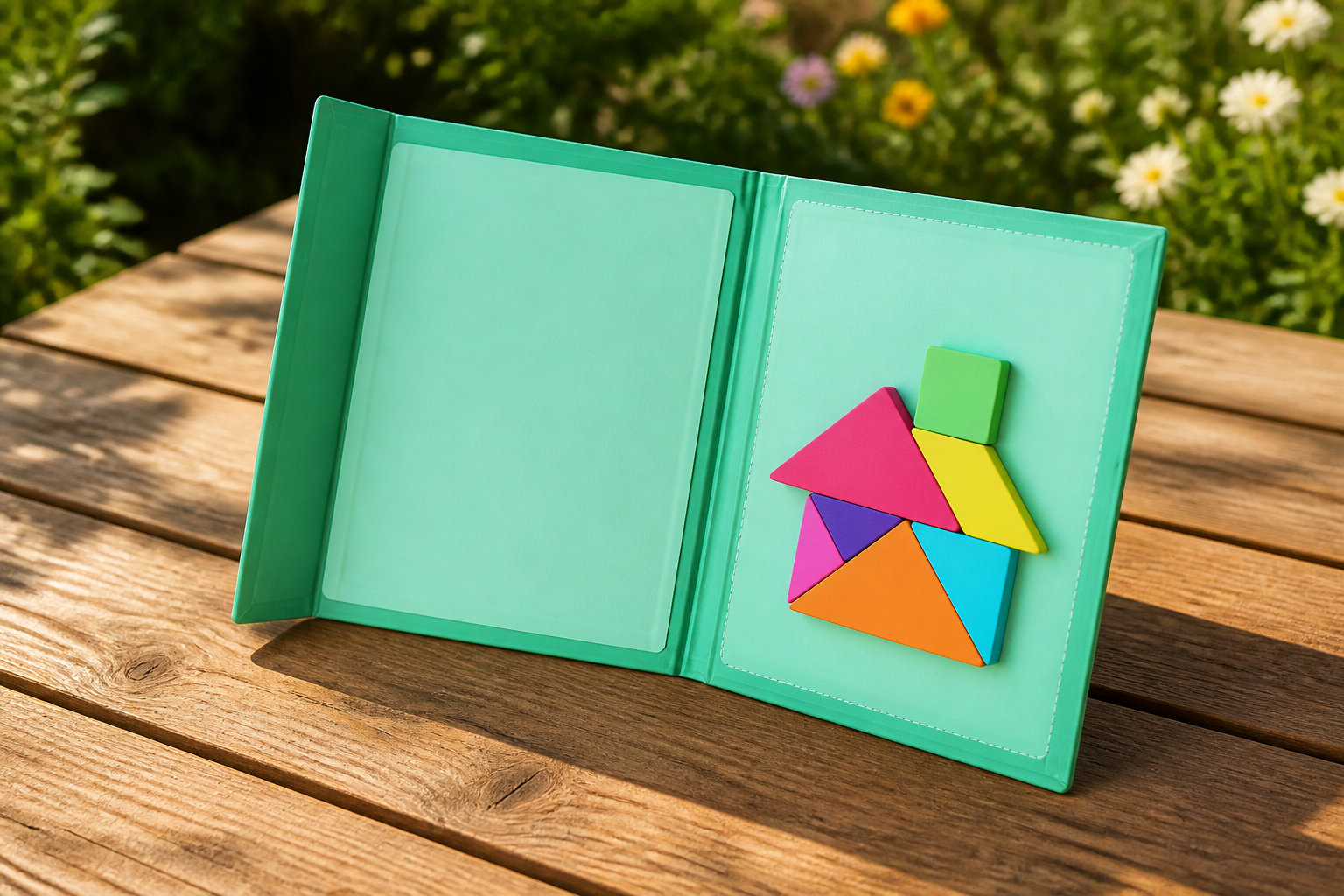 Tangram magnétique Montessori en bois : géométrie et couleurs 📐