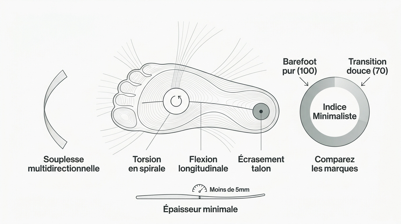 Analyse technique de la souplesse et de l'épaisseur d'une semelle de chaussure barefoot