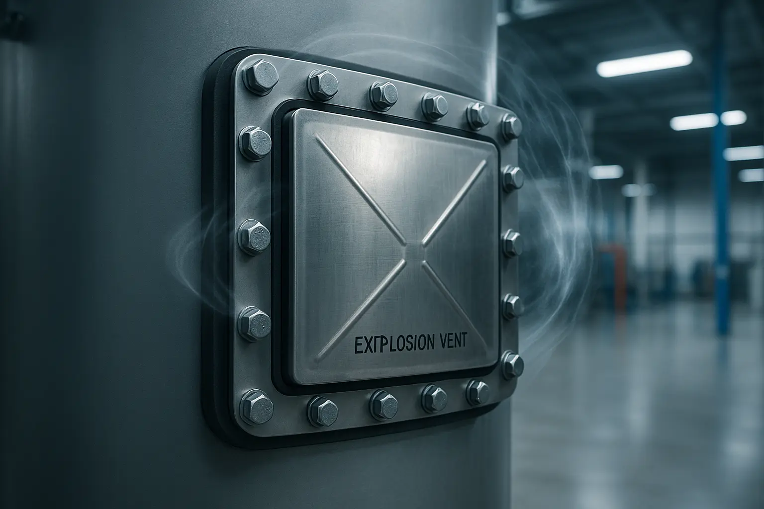 Illustration d'un évent anti-explosion en milieu industriel